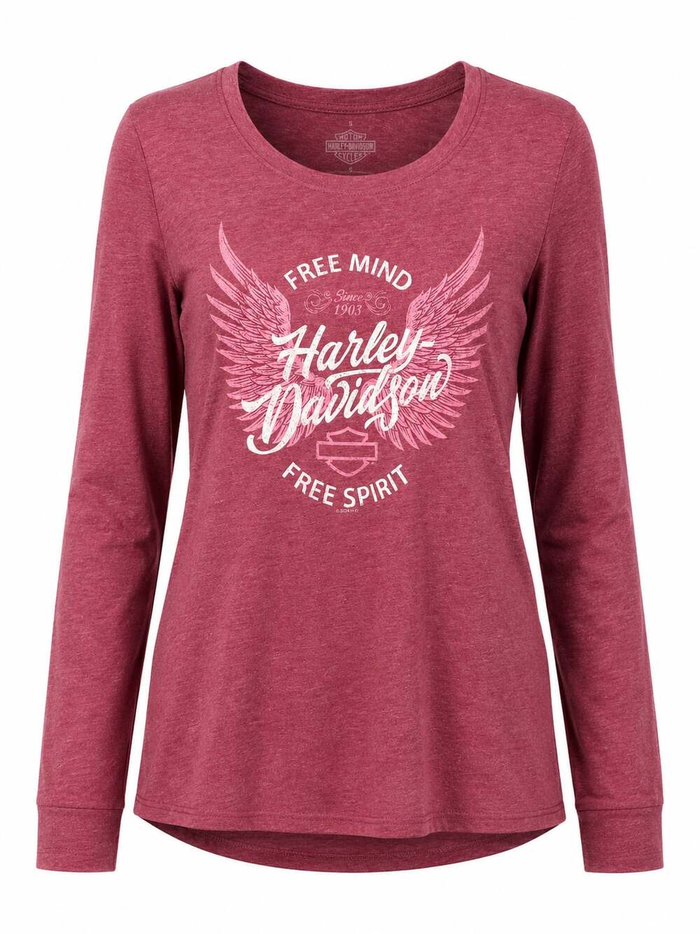 Harley-Davidson Women's Free Mind Free Spirit Long Sleeve Graphic T-Shirt Red